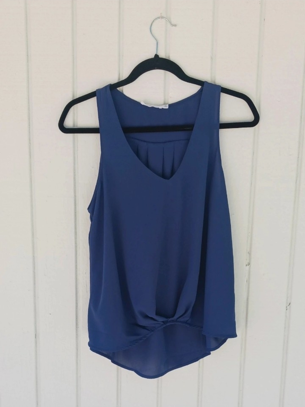 Lush Blue Knot-Front V-Neck Sleeveless Cami
